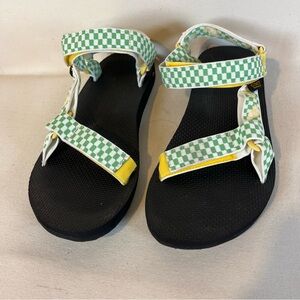 Teva Universal Picnic‎ Green and Yellow Lemons Checkered Sandals Mens 12